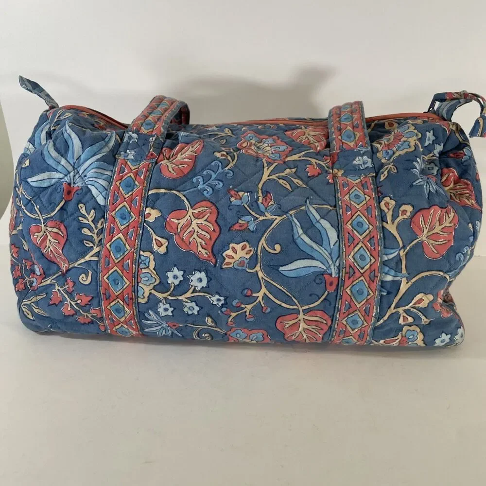 Quilted Duffle Bag Petal Pushing Blue Floral Print